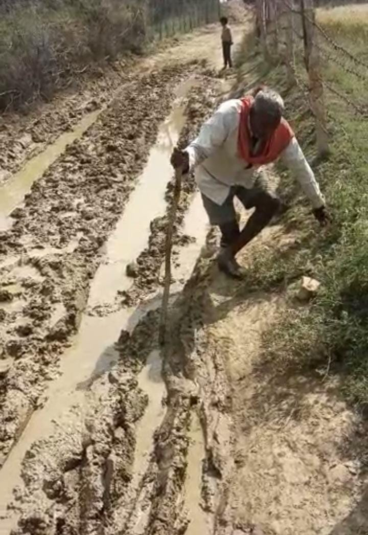 REWA आजादी के बाद से ग्राम पंचायत छतैनी के अंसरा टोला में नही बन पाई सड़क कीचड़ में चलने को विवस ग्रामीण