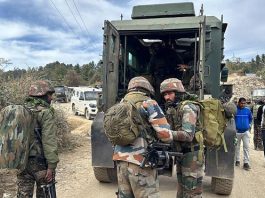 Security personnel during a search operation in the Thanmandi area of Rajouri district on December 22, after two Army vehicles were ambushed by heavily armed terrorists. Photo Credit ANI